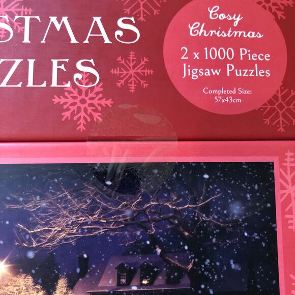 Robert Frederick NWT NIB Cozy Christmas Puzzles Two 1000 Piece Puzzles - Picture 2 of 4